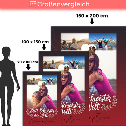 Personalisierte Kuscheldecke mit Namen 3 Fotos und Herz Foto Beste Schwester der Welt 5
