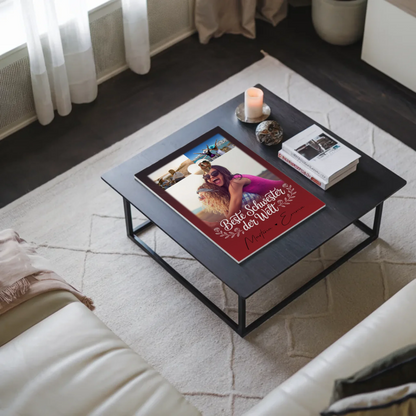 Fotoboard Magnet Poster mit 3 Fotos und Herz Foto Beste Schwester der Welt