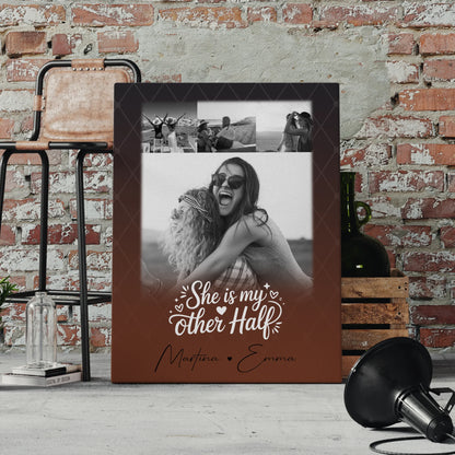 Personalisierte Schwester Leinwand mit 4 Fotos She is my other half Geschenkidee