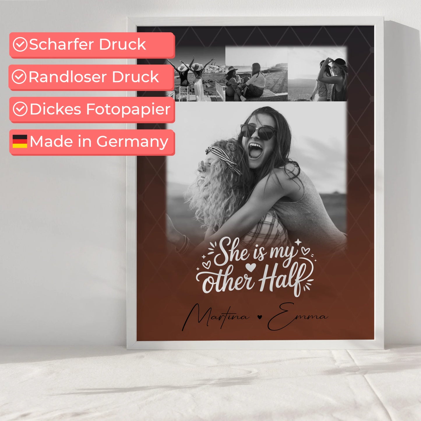 She is my other half Poster für die beste Schwester mit 4 Fotos personalisiert