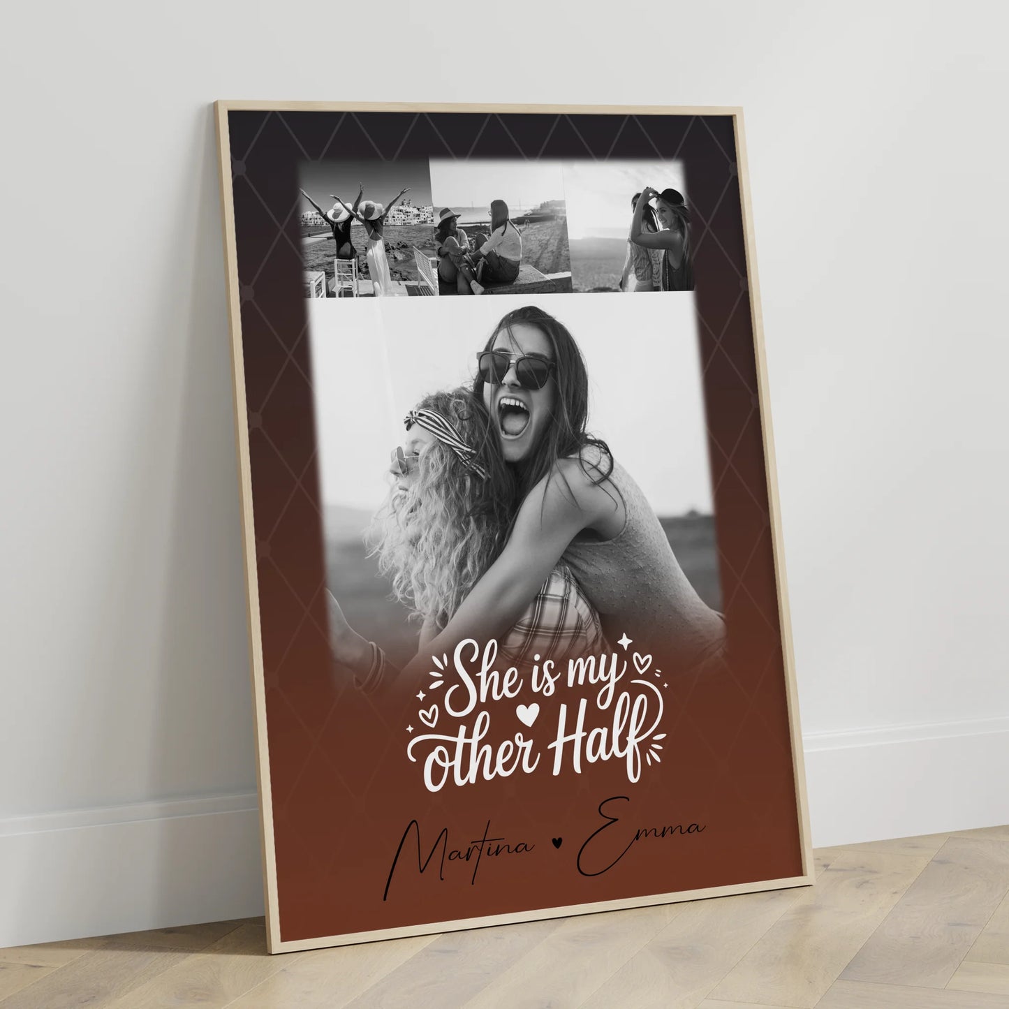 She is my other half Poster für die beste Schwester mit 4 Fotos personalisiert
