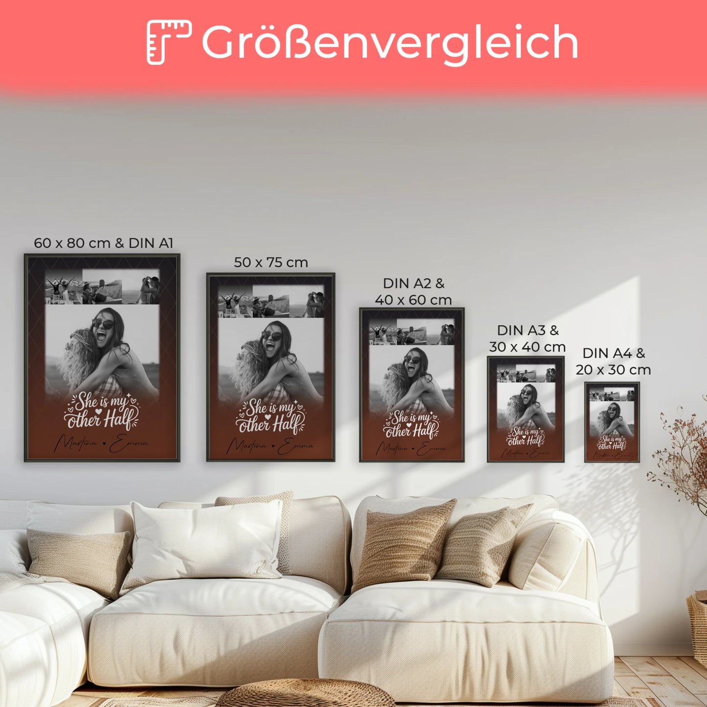 She is my other half Poster für die beste Schwester mit 4 Fotos personalisiert