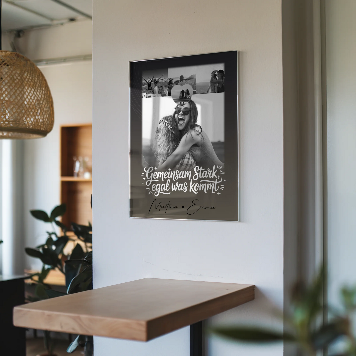 Personalisierte Geschenke mit Foto Mit Acrylglas 4 Fotos und 1 Kleines Herz Foto Gemeinsam stark egal was kommt