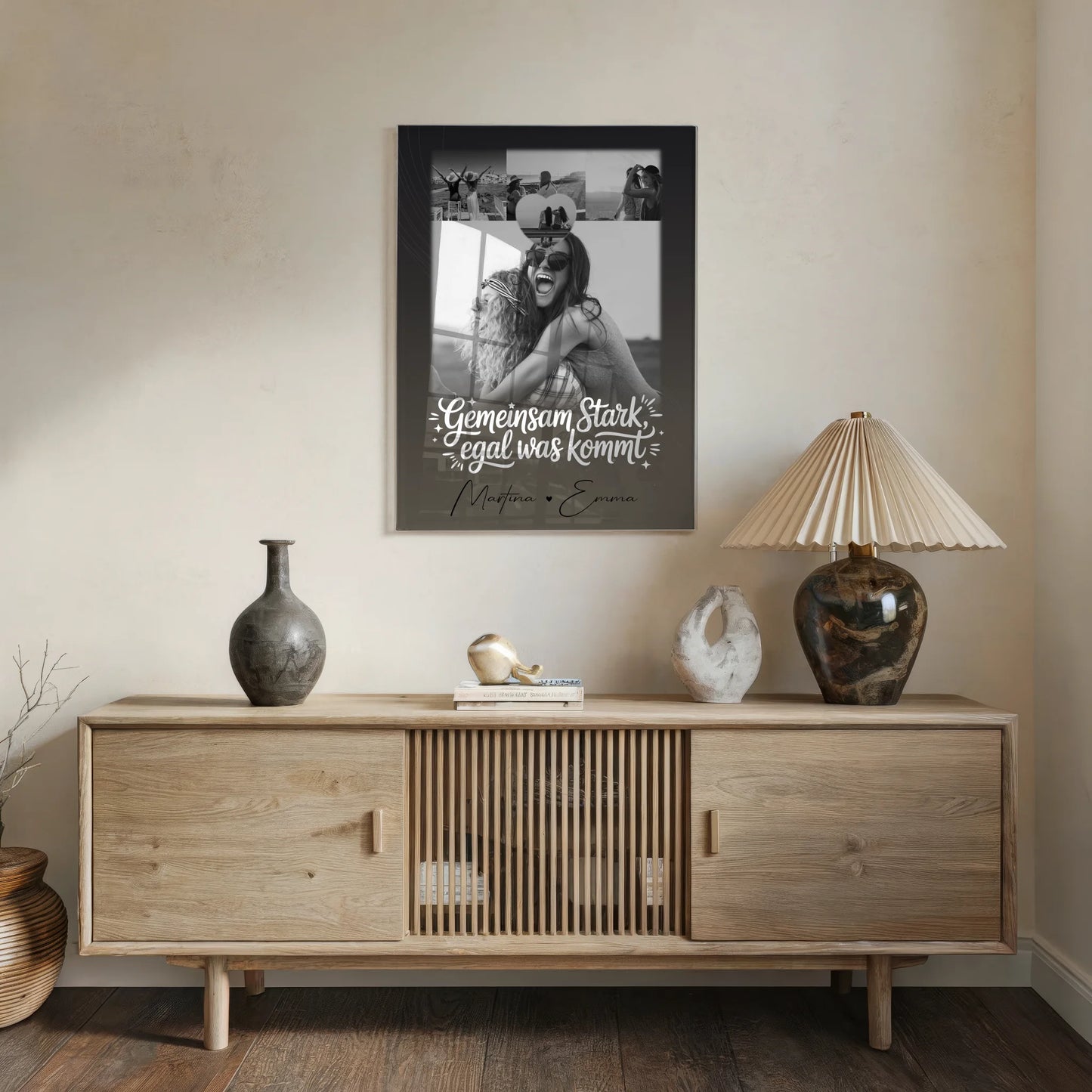 Personalisierte Geschenke mit Foto Mit Acrylglas 4 Fotos und 1 Kleines Herz Foto Gemeinsam stark egal was kommt