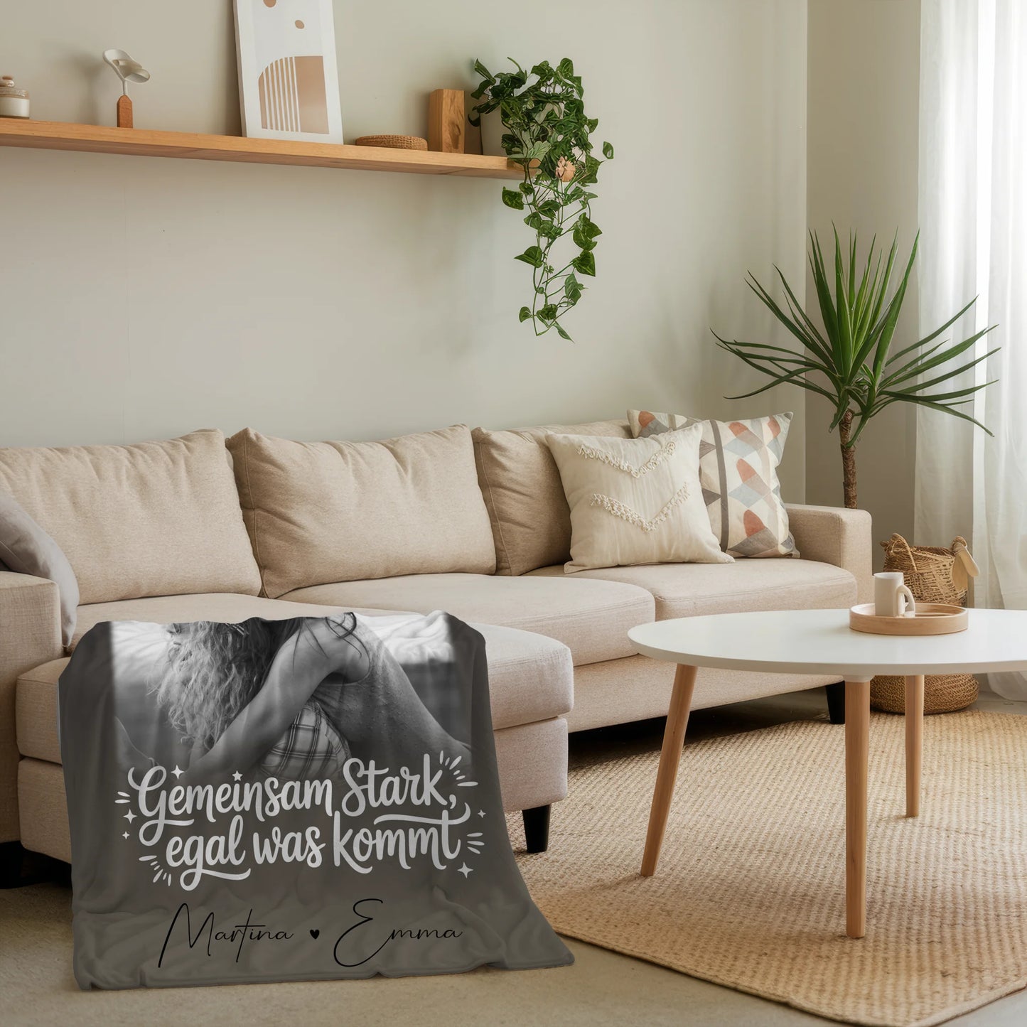 Decke Mit Namen 4 Fotos und 1 Kleines Herz Foto Gemeinsam stark egal was kommt Personalisiertes Geschenk 4