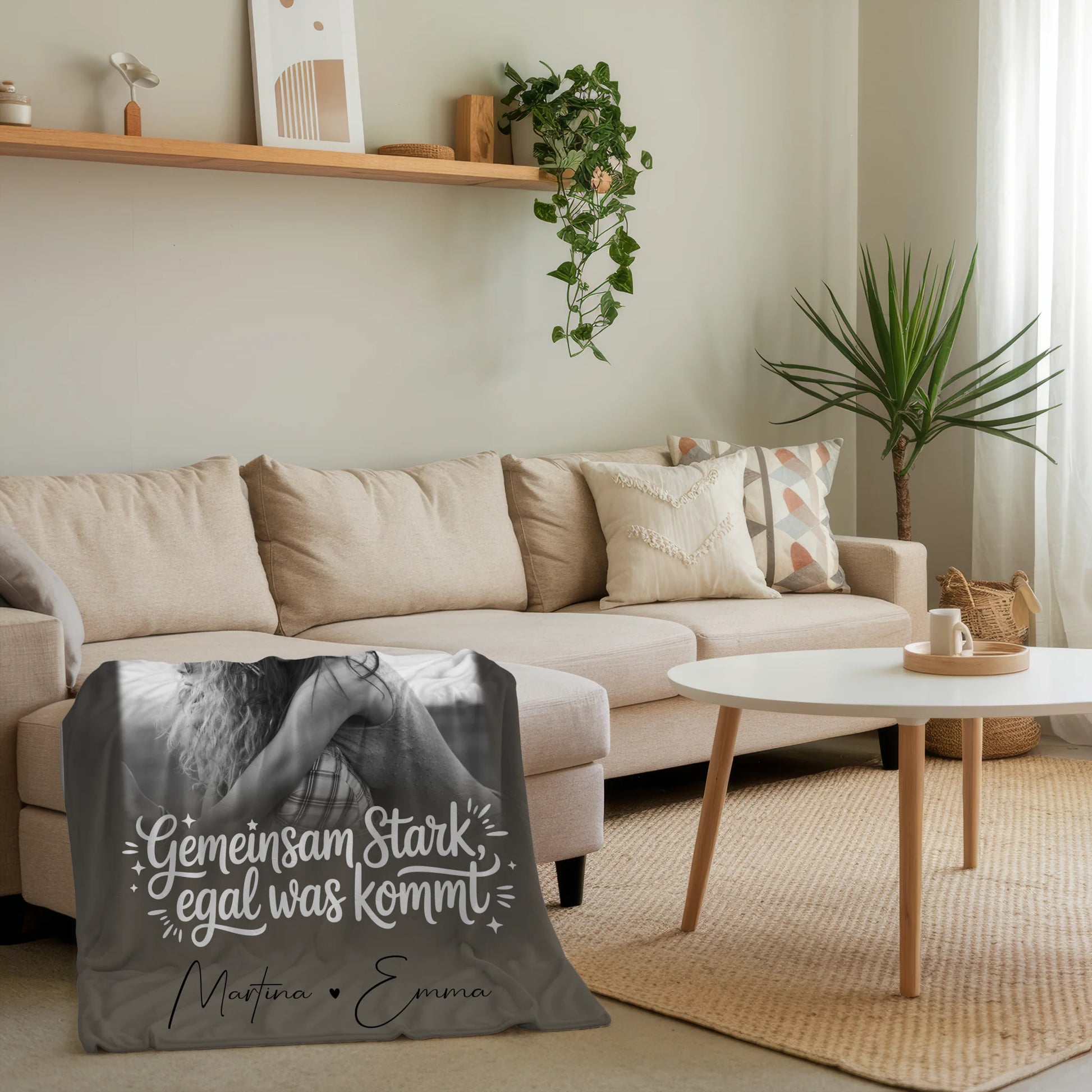 Decke Mit Namen 4 Fotos und 1 Kleines Herz Foto Gemeinsam stark egal was kommt Personalisiertes Geschenk 4