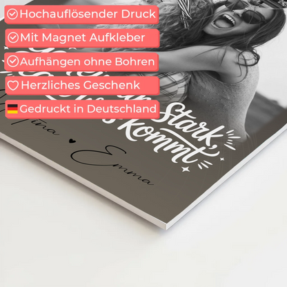 Personalisierbares Fotoboard Magnet Poster mit 4 Fotos und kleinem Herz – Gemeinsam stark egal was kommt 4