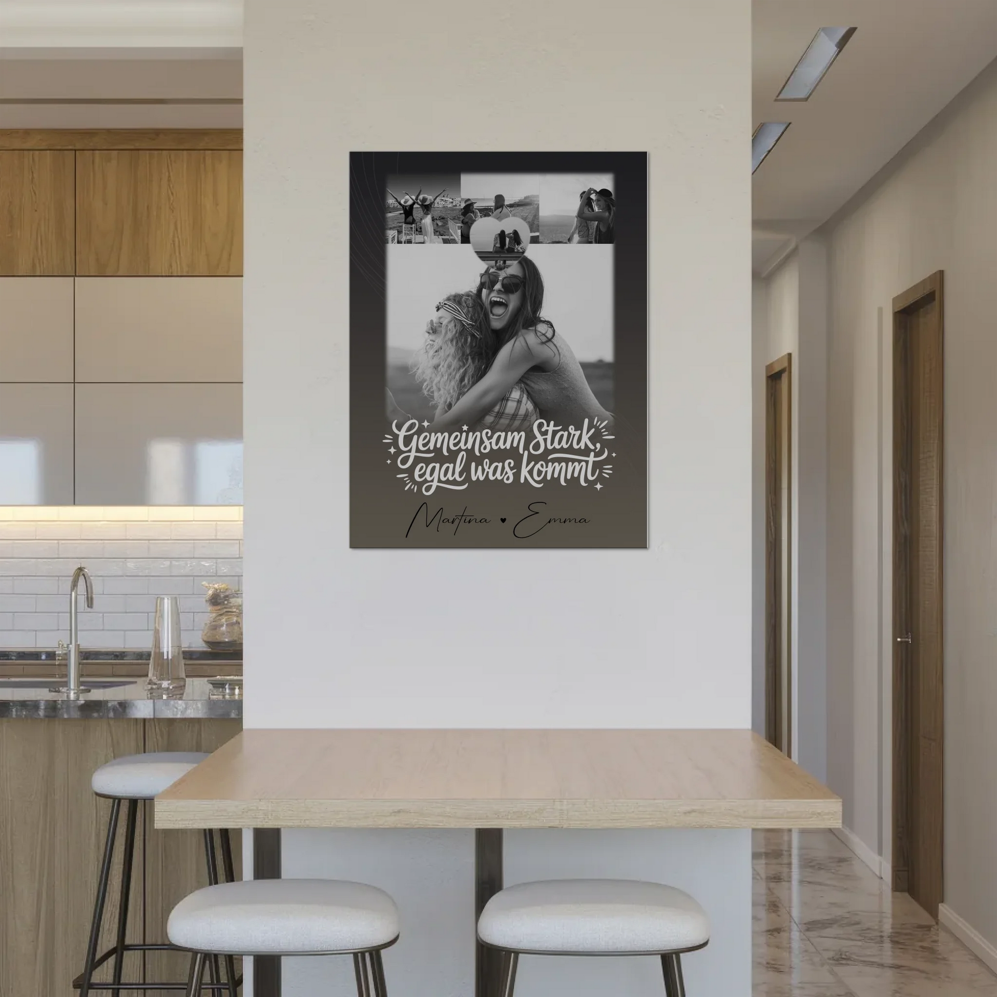Personalisierbares Fotoboard Magnet Poster mit 4 Fotos und kleinem Herz – Gemeinsam stark egal was kommt 8