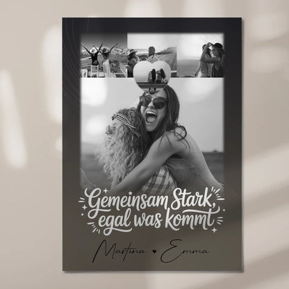 Personalisierbares Fotoboard Magnet Poster mit 4 Fotos und kleinem Herz – Gemeinsam stark egal was kommt 7