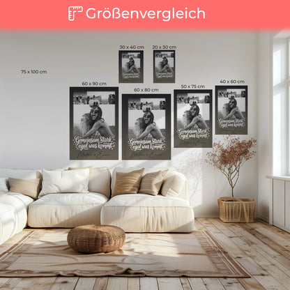Personalisierte Leinwand Schwester mit 4 Fotos und kleinem Herz Foto Gemeinsam stark egal was kommt