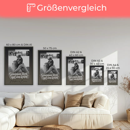 Personalisiertes Poster Schwester 4 Fotos und 1 Herzfoto Gemeinsam stark egal was kommt