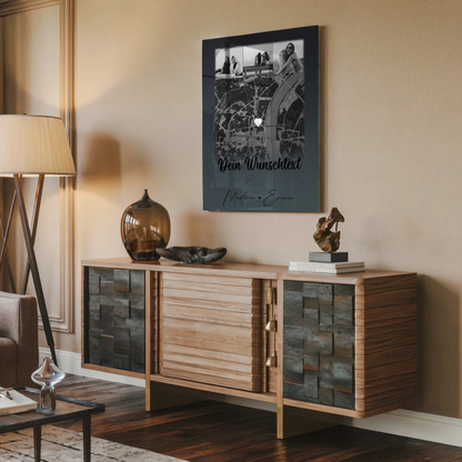 Personalisierte Geschenke mit Foto Acrylglas 4 Fotos Karte Wunschtext Schwesterherz