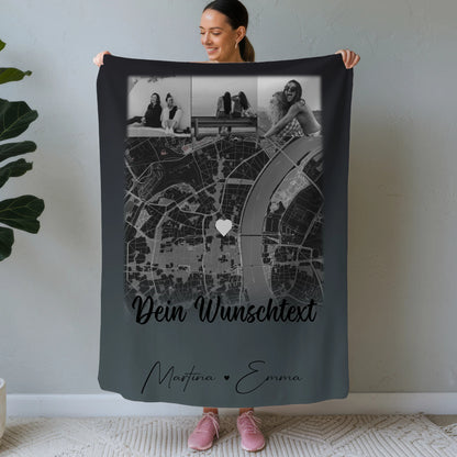 Personalisierte Namensdecke mit 4 Fotos Karte Wunschtext für Schwesterherz individuell gestaltet 1