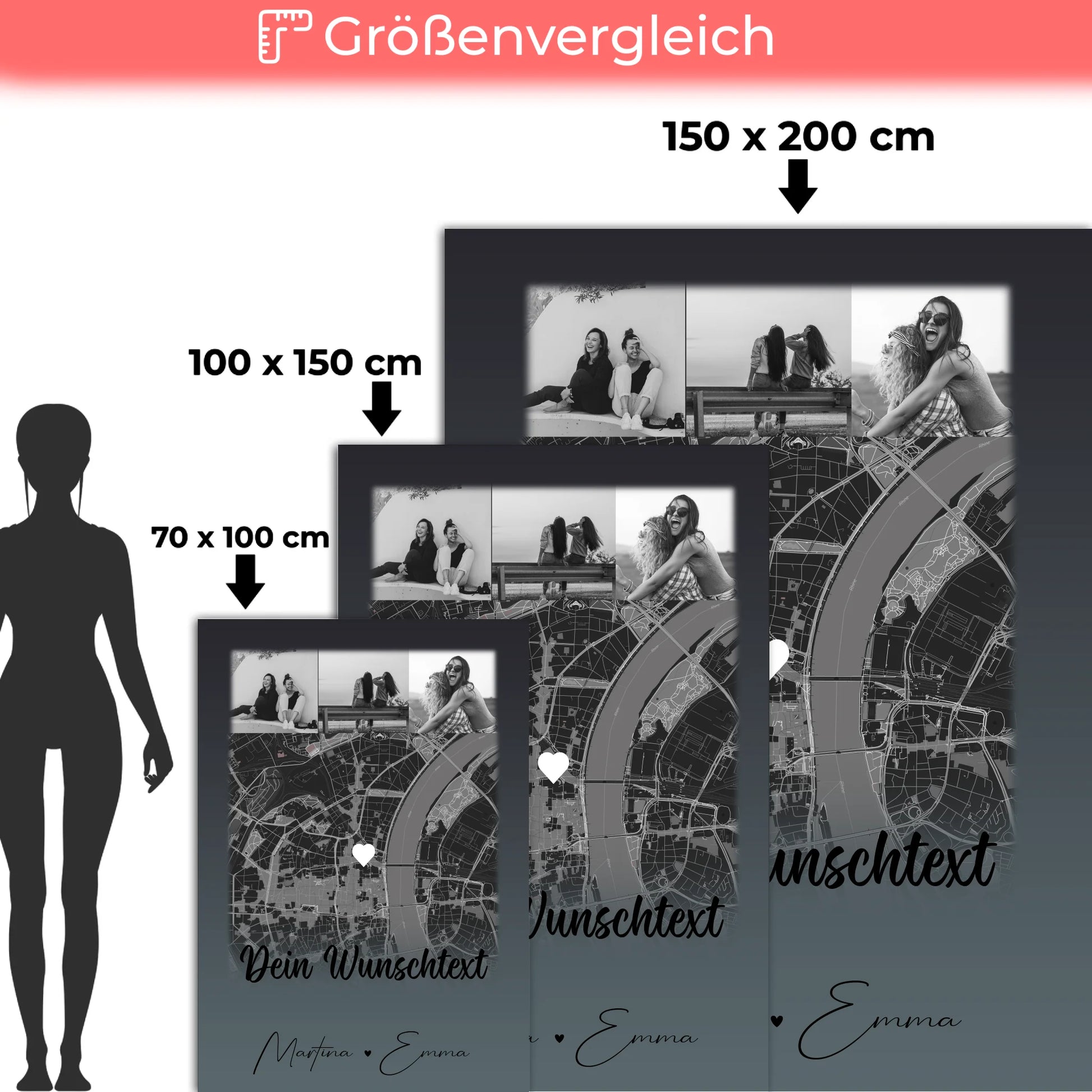 Personalisierte Namensdecke mit 4 Fotos Karte Wunschtext für Schwesterherz individuell gestaltet 5