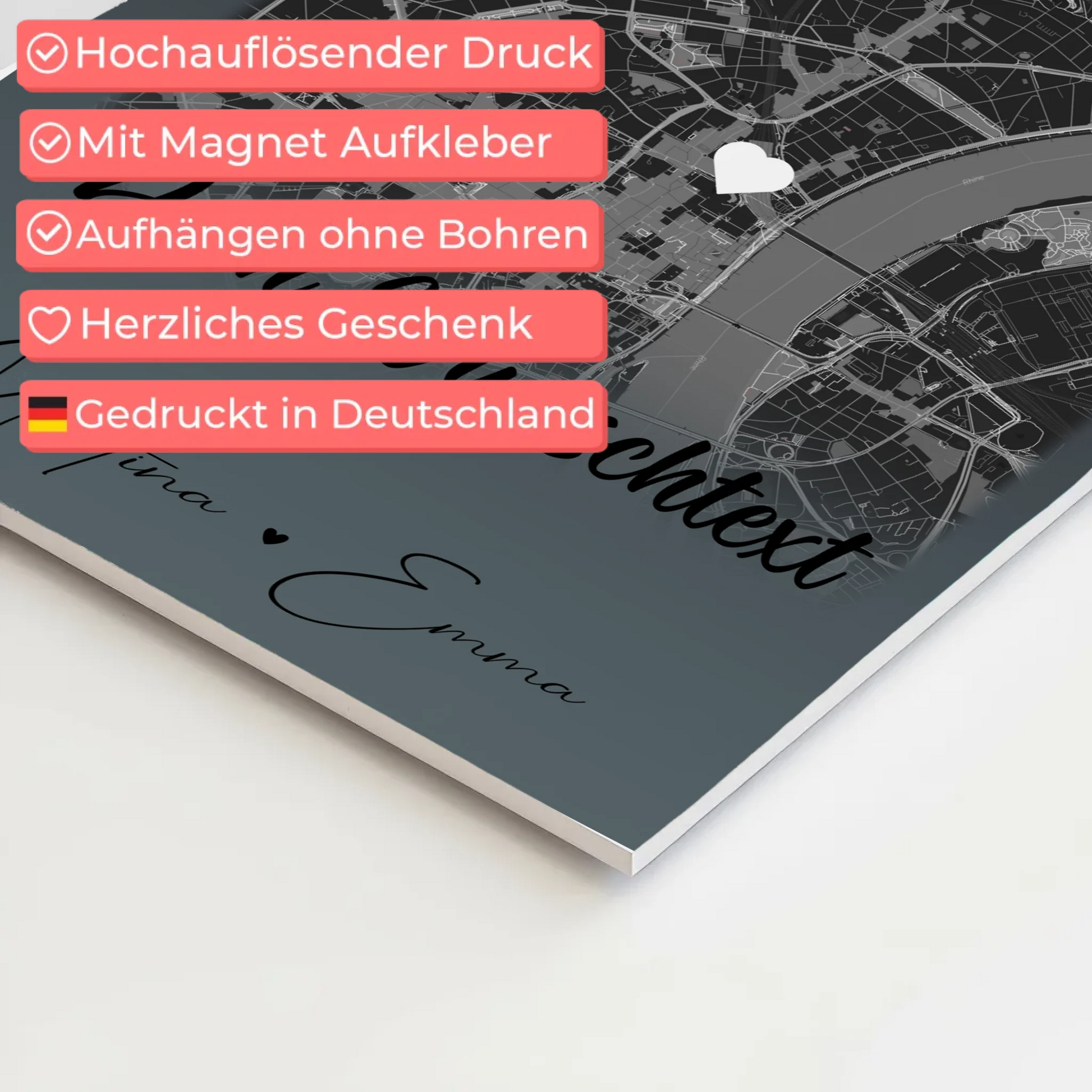 Fotoboard Poster Magnetisch mit 4 Fotos Karte Wunschtext Schwesterherz personalisiertes Geschenk 4