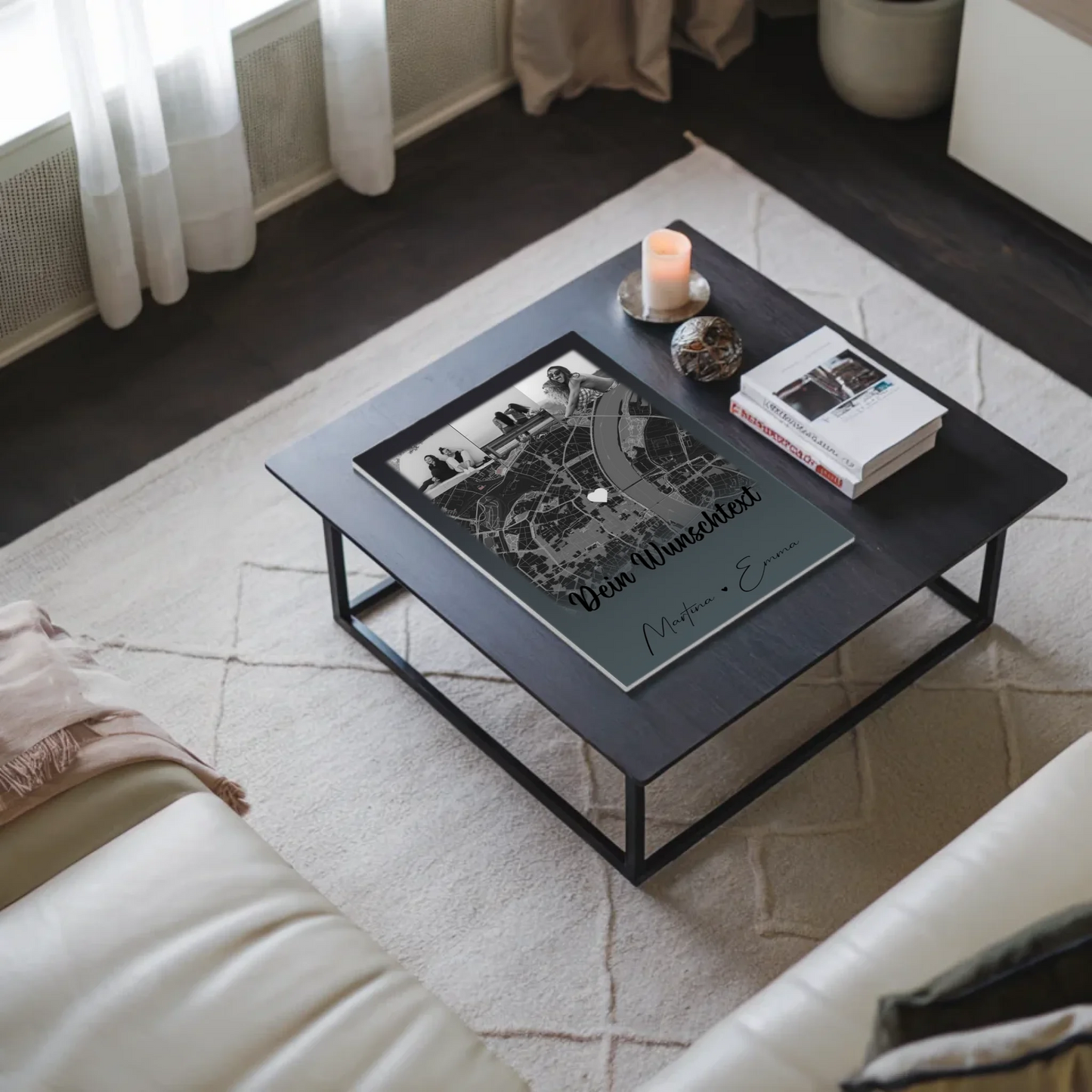 Fotoboard Poster Magnetisch mit 4 Fotos Karte Wunschtext Schwesterherz personalisiertes Geschenk