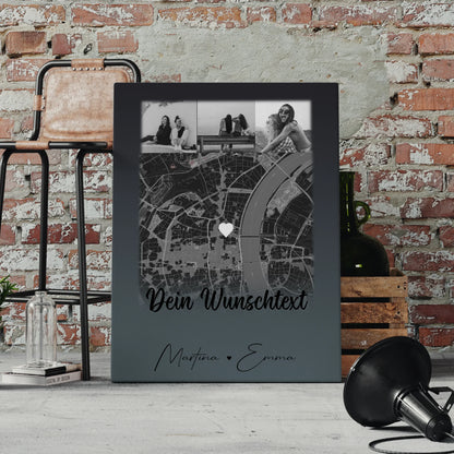 Personalisierte Schwester Leinwand mit 4 Fotos Karte Wunschtext und Schwesterherz Geschenk