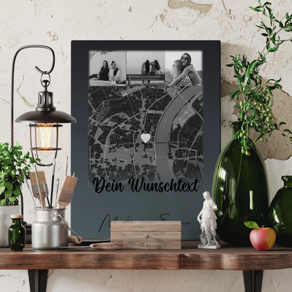 Personalisierte Schwester Leinwand mit 4 Fotos Karte Wunschtext und Schwesterherz Geschenk