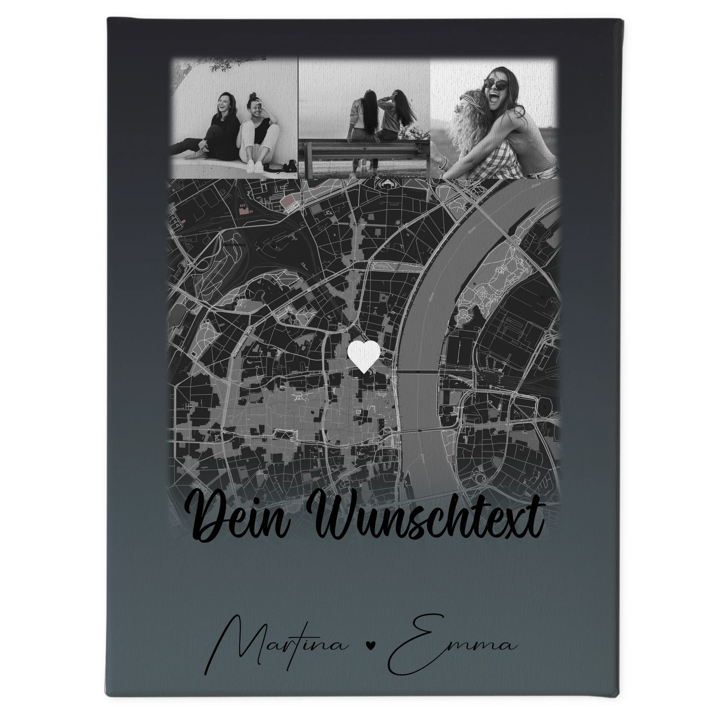 Personalisierte Schwester Leinwand mit 4 Fotos Karte Wunschtext und Schwesterherz Geschenk