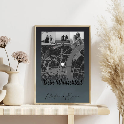 Geschwister Poster Personalisiert 4 Fotos Karte Wunschtext Geschenk für dein Schwesterherz