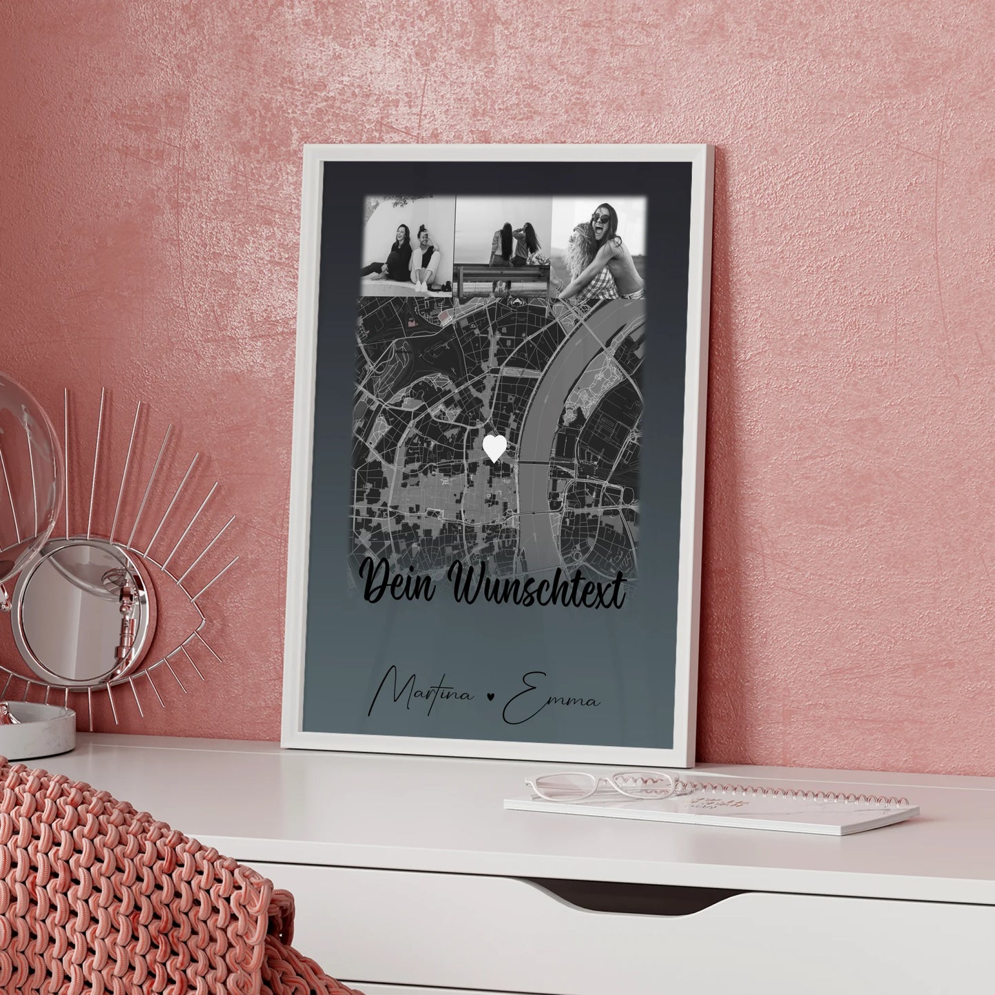 Geschwister Poster Personalisiert 4 Fotos Karte Wunschtext Geschenk für dein Schwesterherz