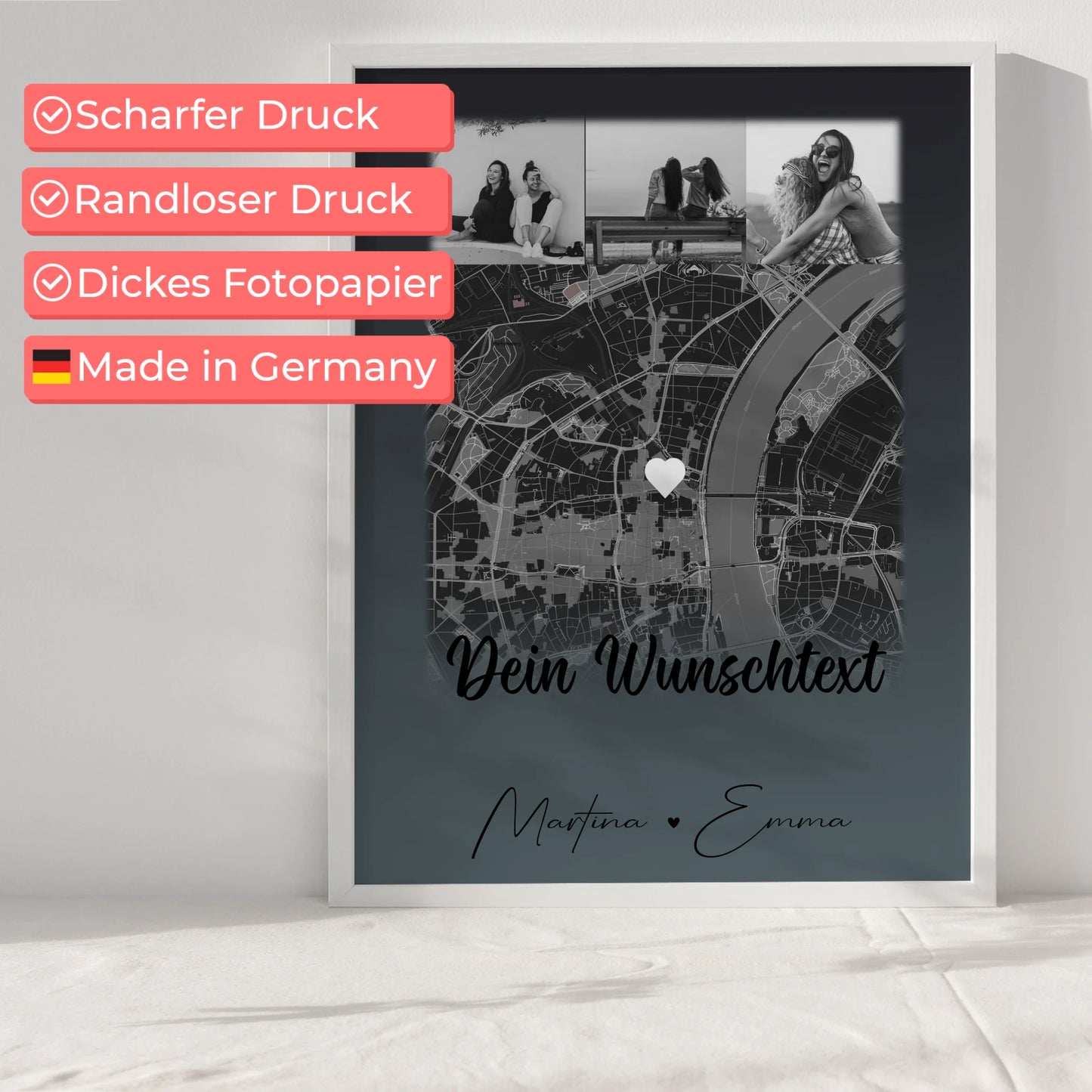 Geschwister Poster Personalisiert 4 Fotos Karte Wunschtext Geschenk für dein Schwesterherz