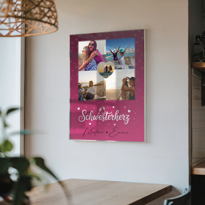 Personalisierte Acrylglas Mit Foto mit 4 Fotos und 1 Herz Foto für individuelle Geschenke