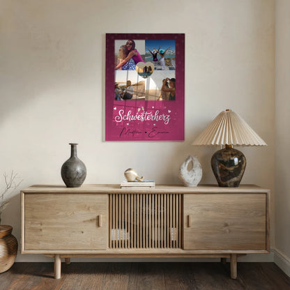 Personalisierte Acrylglas Mit Foto mit 4 Fotos und 1 Herz Foto für individuelle Geschenke