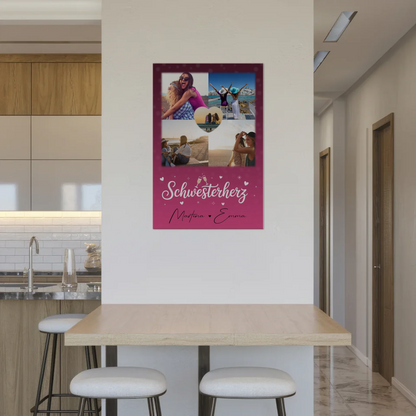Personalisiertes Fotoboard Magnet Wandbild mit 4 Fotos und 1 Herz Foto für individuelle Geschenke 2