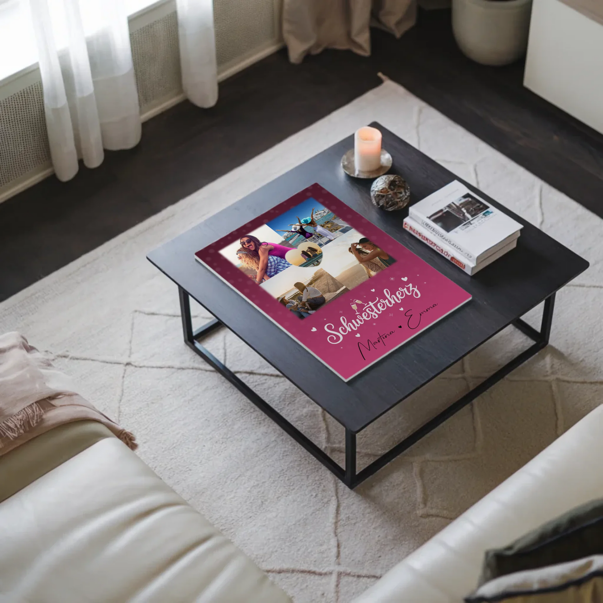 Personalisiertes Fotoboard Magnet Wandbild mit 4 Fotos und 1 Herz Foto für individuelle Geschenke 9