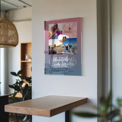 Personalisierte Geschenke mit Foto Mit Acrylglas 3 Fotos 1 Herz Foto Karte