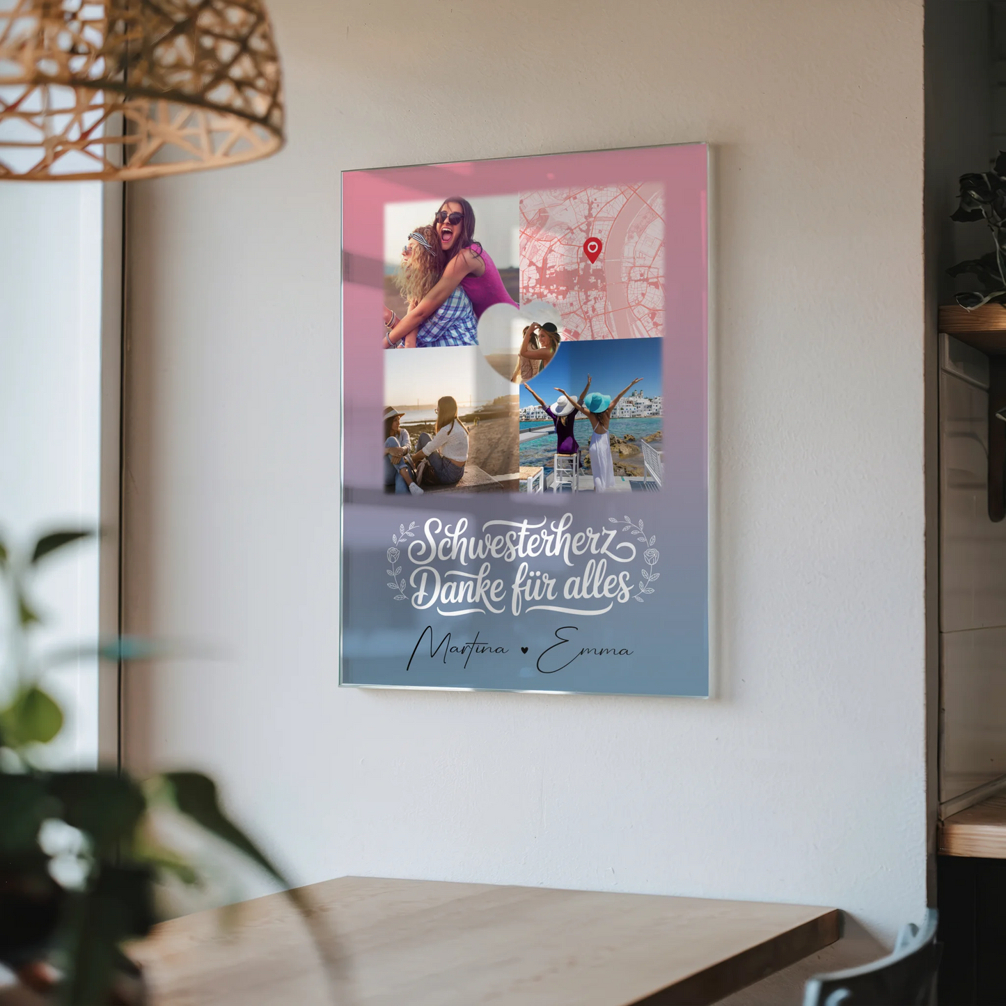 Personalisierte Geschenke mit Foto Mit Acrylglas 3 Fotos 1 Herz Foto Karte