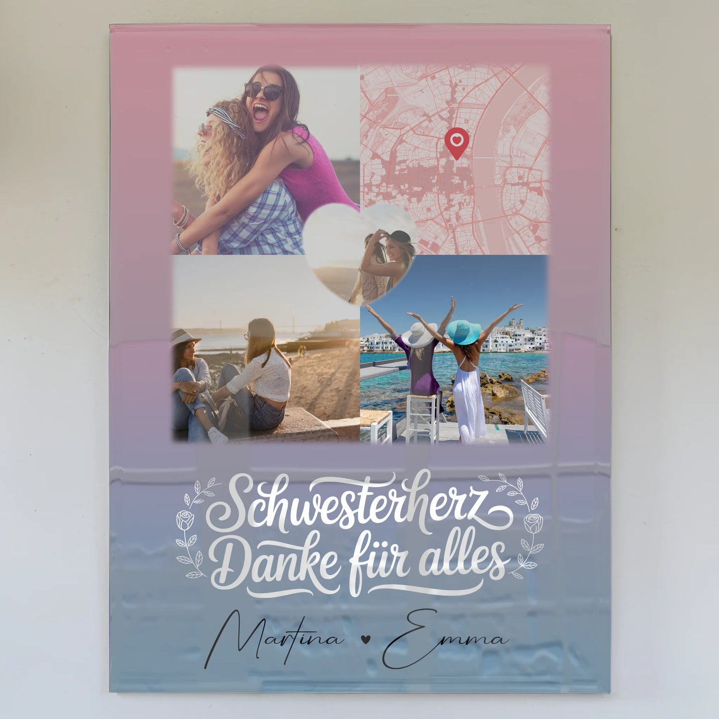 Personalisierte Geschenke mit Foto Mit Acrylglas 3 Fotos 1 Herz Foto Karte