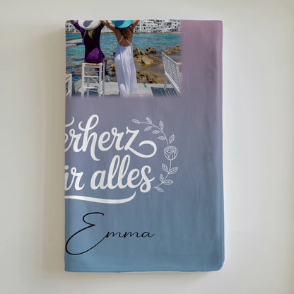 Personalisierte Decke Schwester mit 3 Fotos Herz Foto Karte Geschenkidee 6