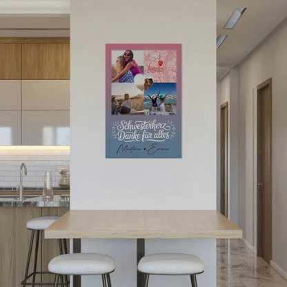 Magnetposter Fotoboard mit 3 Fotos und Herz Foto Karte personalisiertes Geschenk 2