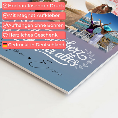Magnetposter Fotoboard mit 3 Fotos und Herz Foto Karte personalisiertes Geschenk 4