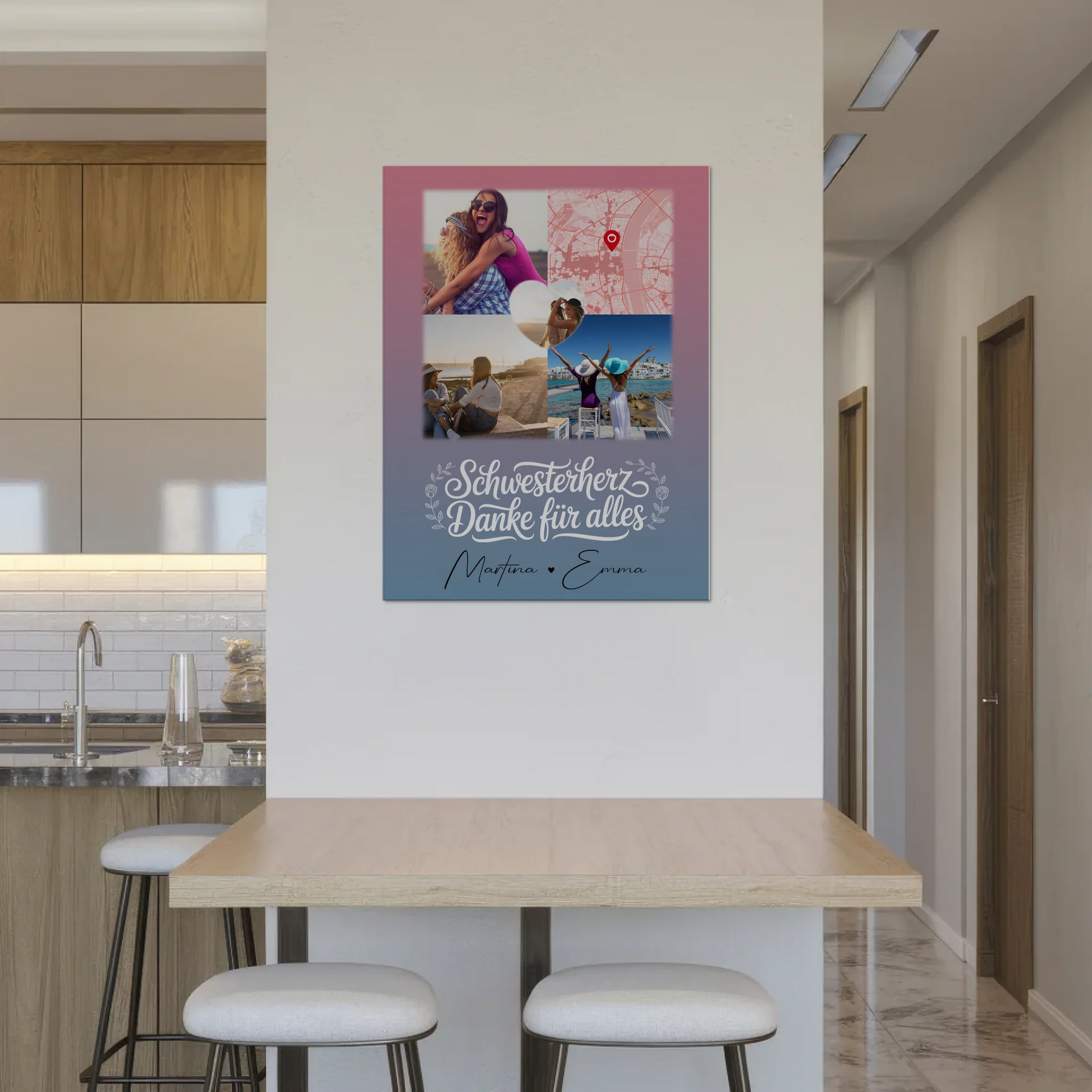 Magnetposter Fotoboard mit 3 Fotos und Herz Foto Karte personalisiertes Geschenk 8