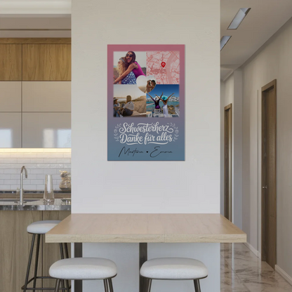 Magnetposter Fotoboard mit 3 Fotos und Herz Foto Karte personalisiertes Geschenk