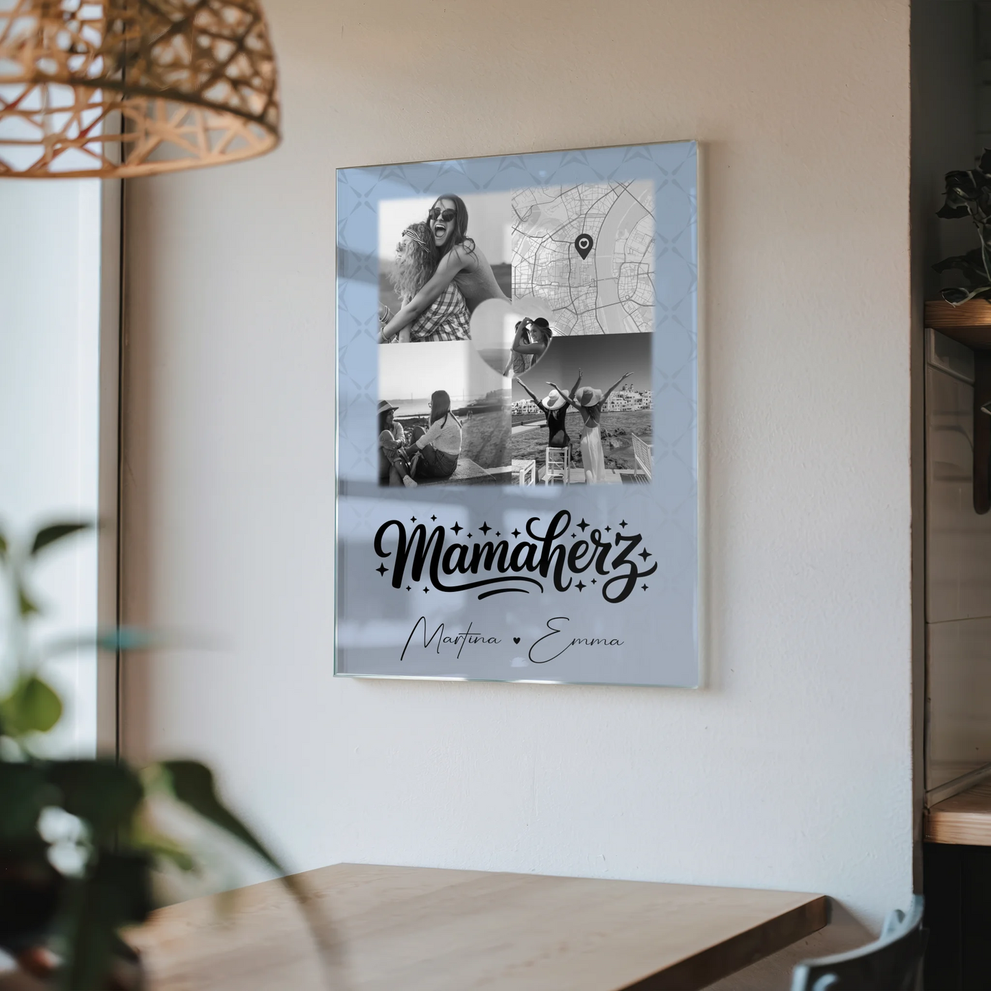 Mama Plakat Acrylglas Bild mit 3 Fotos Herz Foto und Karte personalisiertes Geschenk
