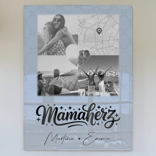 Mama Plakat Acrylglas Bild mit 3 Fotos Herz Foto und Karte personalisiertes Geschenk