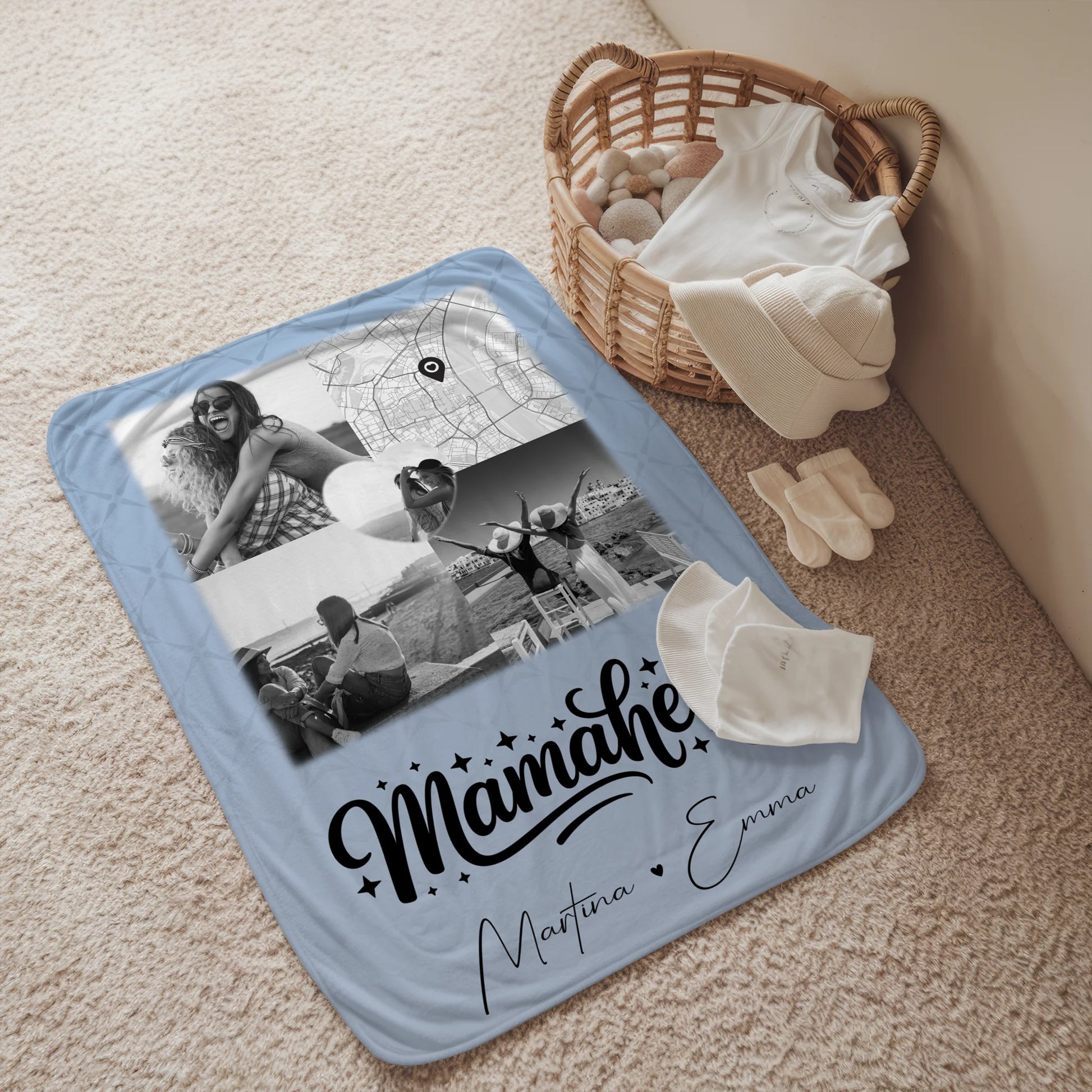 Decke Mit Spruch Für Mama mit 3 Fotos Herz Foto Karte personalisiertes Geschenk 2