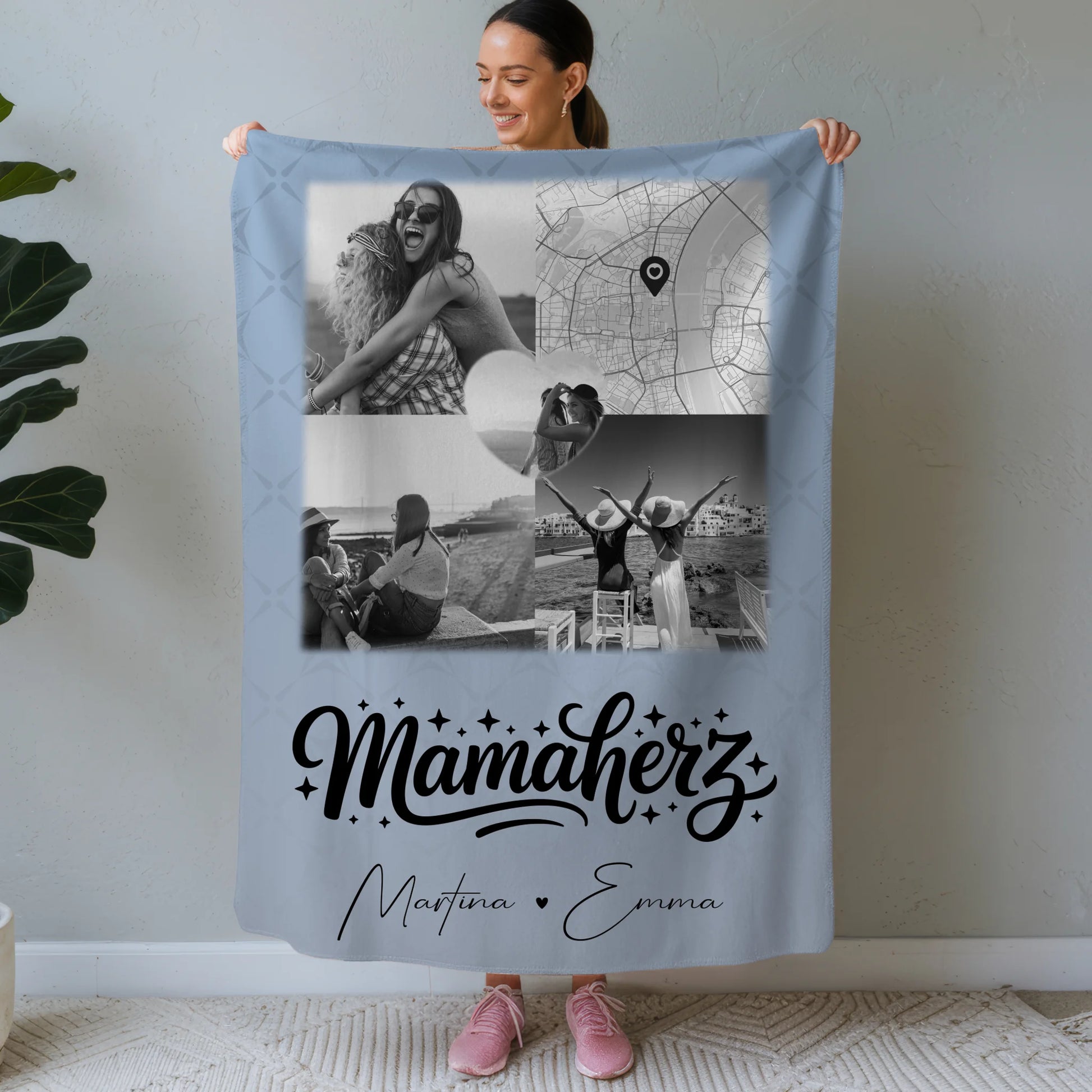 Decke Mit Spruch Für Mama mit 3 Fotos Herz Foto Karte personalisiertes Geschenk 1