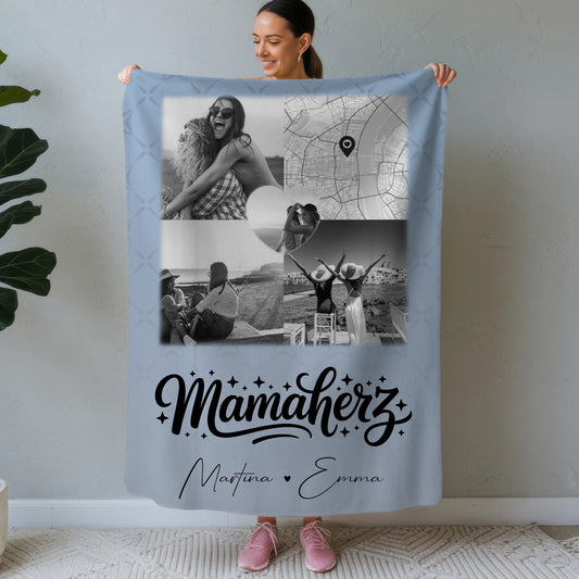 Decke Mit Spruch Für Mama mit 3 Fotos Herz Foto Karte personalisiertes Geschenk 1