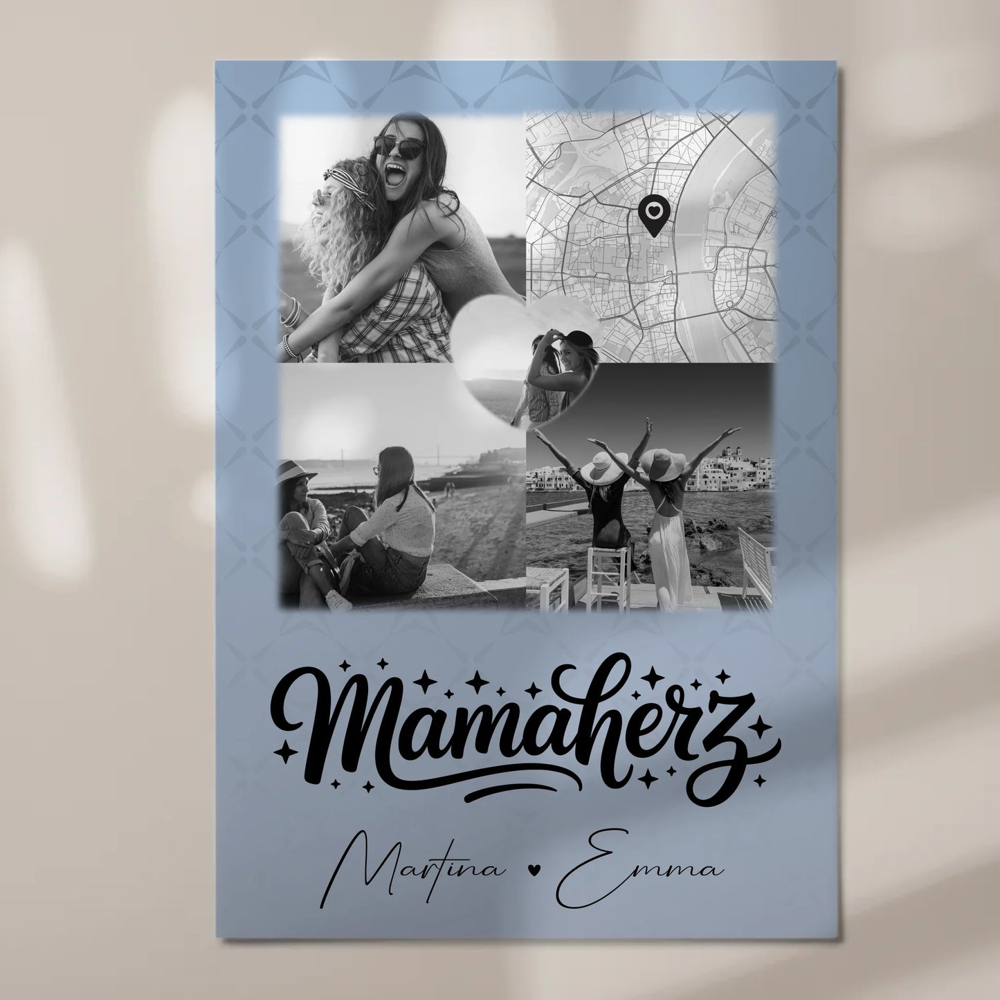 Personalisierte Mama Plakat mit 3 Fotos und Herz Foto Karte für besondere Geschenke 7