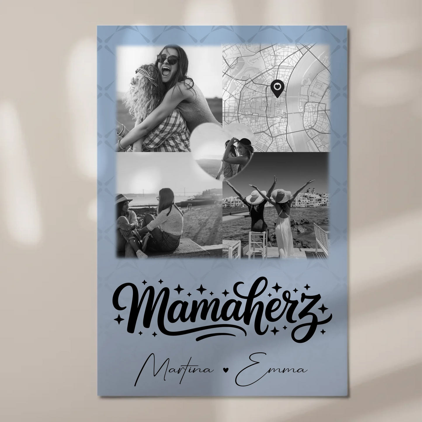 Personalisierte Mama Plakat mit 3 Fotos und Herz Foto Karte für besondere Geschenke
