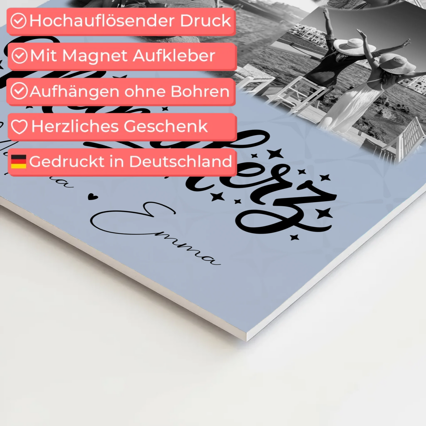 Personalisierte Mama Plakat mit 3 Fotos und Herz Foto Karte für besondere Geschenke