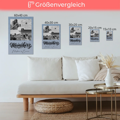 Personalisierte Mama Plakat mit 3 Fotos und Herz Foto Karte für besondere Geschenke