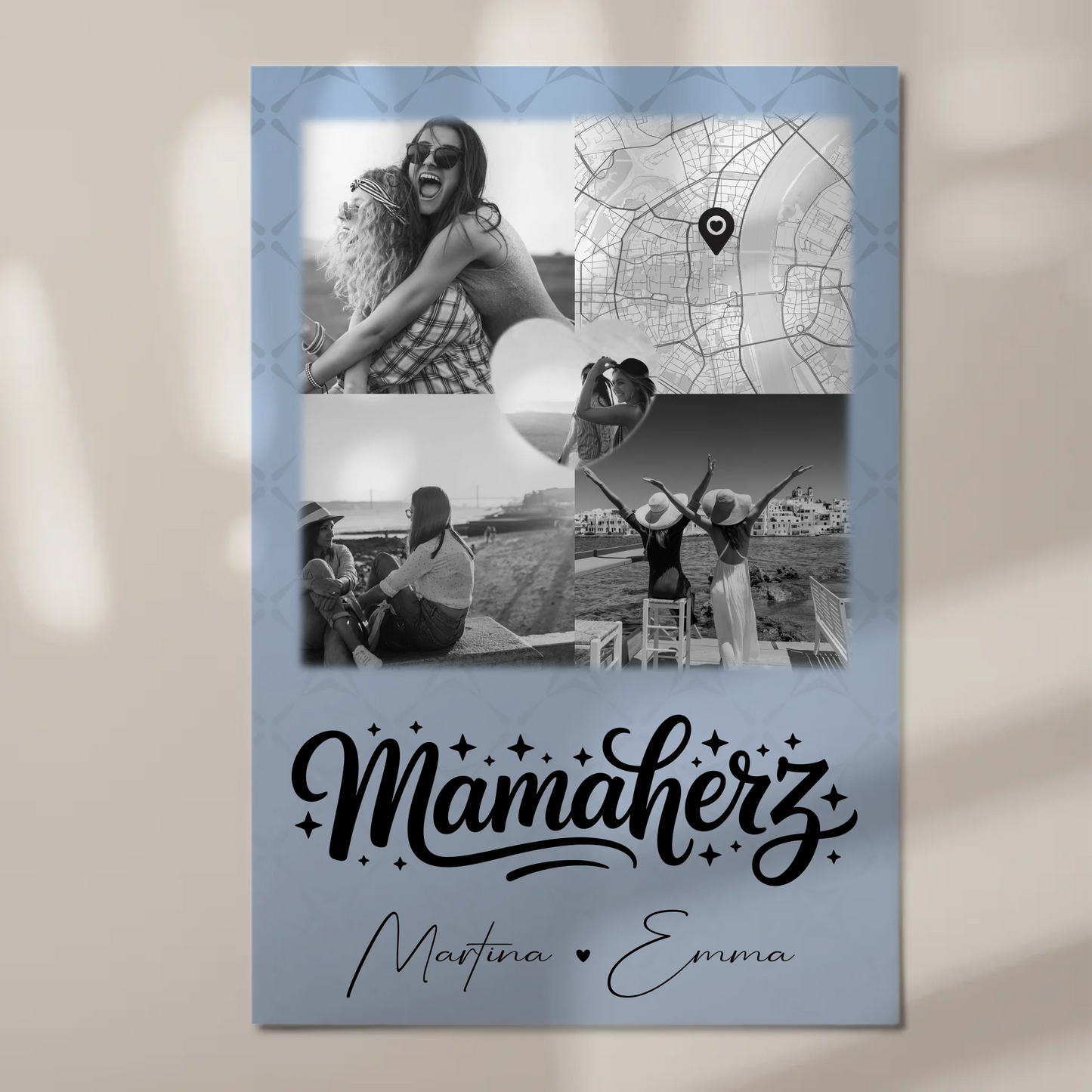 Personalisierte Mama Plakat mit 3 Fotos und Herz Foto Karte für besondere Geschenke