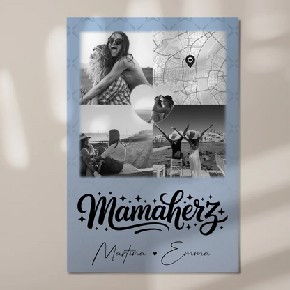 Personalisierte Mama Plakat mit 3 Fotos und Herz Foto Karte für besondere Geschenke