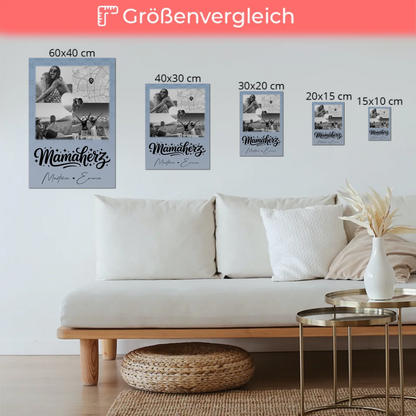 Personalisierte Mama Plakat mit 3 Fotos und Herz Foto Karte für besondere Geschenke